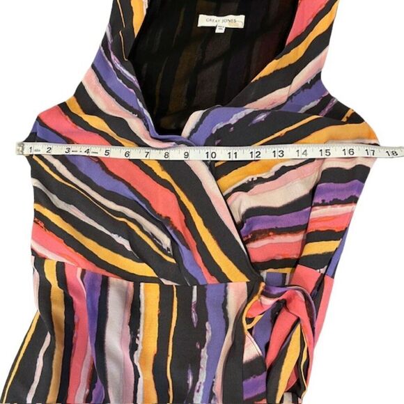 Great Jones Vibrant Orchid Wrap Dress Midi Layered Orange Purple Pink Medium - Picture 10 of 13